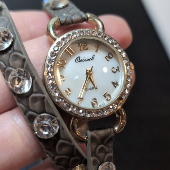 Osirock Quartz Wrap Bracelet Watch Faux Leather Faux Diamond Gold Rhinestone - Picture 4 of 10